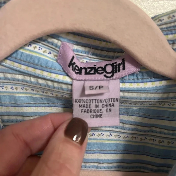 Kenzie Girl Boho Western Pearl Snap Button Shirt Small (7/8) - Picture 2 of 4